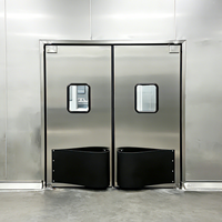 Porte battante double en acier inoxydable pour cuisine professionnelle, résistante à la chaleur, pour zones de cuisson à température élevée