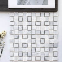 Mosaïque de carreaux en marbre blanc de Carrare rustique moderne, motif carré 3D, parquet, cuisine, villa, hôtel, extérieur, design graphique