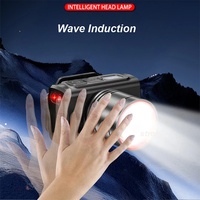 Lampe frontale à détecteur de mouvement super lumineuse, rechargeable, étanche IP65, avec écran LED numérique, pour le camping en plein air