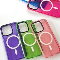 Coque de protection magnétique antichute en TPU translucide bicolore officielle pour 16promax avec support pour 17