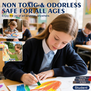 Macaron Vente flash 12/24 couleurs Ensemble de pastels à l'huile professionnels Non toxiques Crayons à dessin pour débutants et artistes - Product Image 6