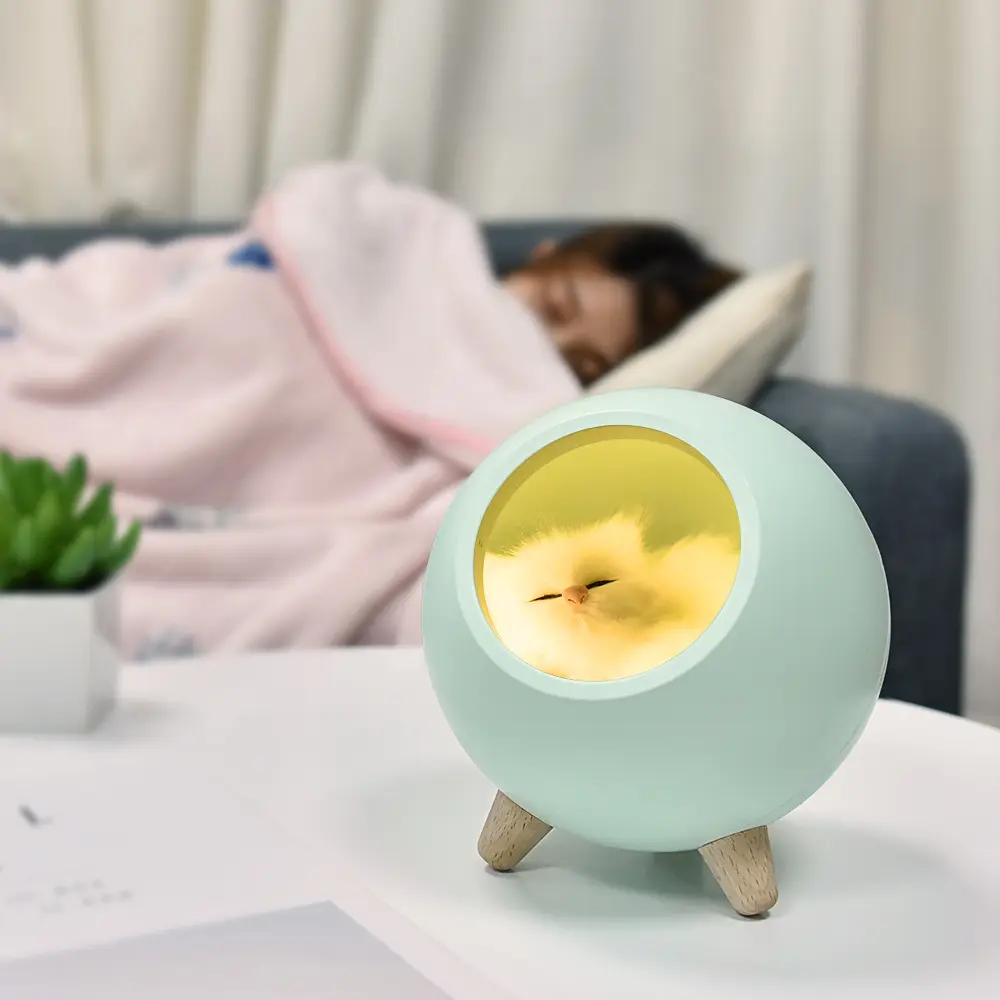 침대 옆 장식 귀여운 동물 USB 충전 분위기 램프 잠자는 고양이 둥지 밤 빛 소녀 선물 사용자 정의 선물 램프