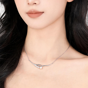 Trendy Stainless Steel Necklace Geometric Women's Unique Ig-Style Imitation Pearl Pendant for Party Religious Zircon Necklace - Product Image 5