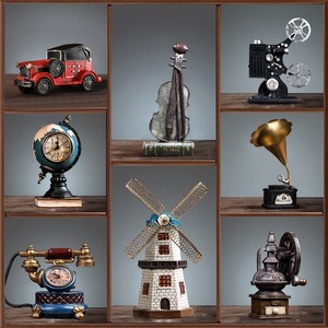 Statuette de téléphone vintage rétro en résine, style américain, décoration d'intérieur pour salon et cave à vin, cadeau d'anniversaire - Product Image 5