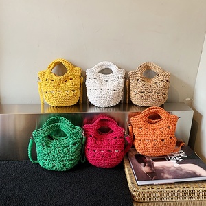 Bolso de Hombro Tejido a Mano, Estilo Boho Casual, para Playa, Viajes, Uso Diario, Mini Bolso Tote de Crochet para Mujer - Product Image 1