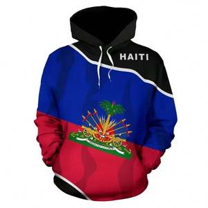 Felpe con cappuccio Pullover felpe taglie forti da palestra per allenamento da uomo amo Haiti la mia vacanza haitiana Vintage stampa con bandiera con cappuccio OEM - Product Image 4