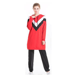 Quantité minimale de commande modeste long ensemble sport/Gym islamique pour femmes, <span class=keywords><strong>jogging</strong></span> musulman à capuche, course islamique vêtements de sport tunique haut - Product Image 2