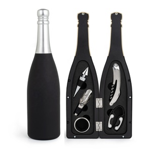 Ensemble ouvre-bouteille et <span class=keywords><strong>bouchon</strong></span> de bouteille de champagne personnalisé avec logo, en métal inoxydable, <span class=keywords><strong>tire</strong></span>-<span class=keywords><strong>bouchon</strong></span> moderne, accessoire de cuisine, ensemble cadeau - Product Image 2