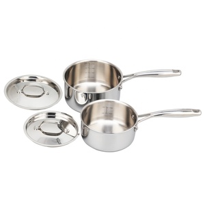 Cacerola de acero inoxidable de tres capas revestida de 1,5 cuartos con tapa - Product Image 3