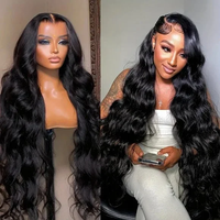 Perruque Humaine Body Wave Transparente HD sans Colle, Dentelle Pré-découpée, Vierge, avec Frontal et Closure, Vente en Gros