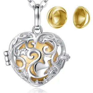925 Urn Necklace Isunni 925 Sterling Silver Love Heart Cremation Jewelry Urn Locket Necklace With Cage