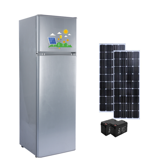 Cost Effective Home Appliance Big Capacity 268L Double Door Upright Refrigerator Run One Solar Power off Grid Refrigerator