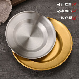 Plato Redondo de Acero Inoxidable 304, Chapado en Oro, para Pasta, Frutas, Postres, Vajilla para Fiestas - Product Image 2