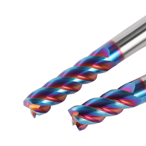 Bibo Hrc65 4 Flutes Steel Corner Nose Milling Cutter Blue Nano Coated Solide Flat Endmill Straight Shank Tool Blue Coated / - Product Image 4