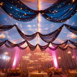 Drapés de plafond pour mariages, fonds de photographie de mariage, rideaux transparents, tentes en tulle, draperies, décorations de mariage pour cérémonie, scène de fête - Product Image 5