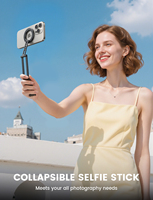 Support de téléphone magnétique puissant Lamicall STTP07, entièrement en alliage d'aluminium, pliable, format de poche, avec anneau de maintien et crochet pour bureau et voyage