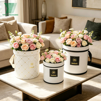 Boîte à fleurs personnalisée en tube de papier écologique avec revêtement UV, base et couvercle, portable, avec poignée en ruban, sur mesure