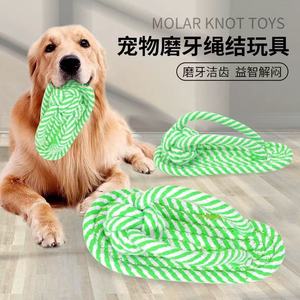 Jouet à mâcher pour animaux de compagnie Molar Knot, corde verte et blanche, pantoufle, nettoyage des dents, jouet durable pour chien - Product Image 1
