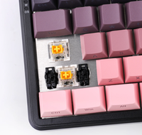 AJAZZ AK680 MAX 68% Keyboard mekanis, pasang atas hitam/merah muda dengan saklar magnetik Keyboard Gaming TKL untuk PC