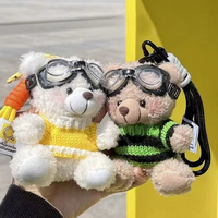 2025 nouvelle idée de produit tendance mignon en peluche ours poupée pendentif Couple cadeau porte-clés porte-clés créatif Flash Led caméra porte-clés