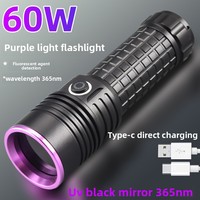 Lampe torche UV à lumière violette haute puissance 60W, vente en gros, détection de fluorescence des bijoux, anti-contrefaçon, détection de taches d'huile