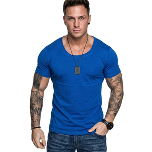 Camiseta de Verano para Hombre, Cuello en V, Ajustada, de Secado Rápido, 260g, Color Sólido, con Logotipo Personalizado al por Mayor - Product Image 2