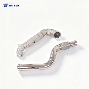 ท่อลงแรงดันสูง FlowTech คุณภาพสูง ผลิตจากสแตนเลส T304 ขัดเงาแบบกระจก หนา 1.5 มม. สำหรับรถแข่ง Mercedes-Benz CLA45 A45 GLA45 - Product Image 1