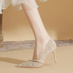 Zapatos de tacón alto con perlas, sexys y exquisitos, zapatos de tacón alto con punta para boda, siempre atemporales - Product Image 3
