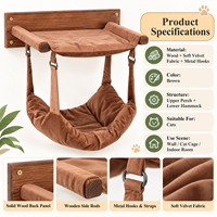 Hamac mural pour chat en gros, double couche, en bois massif, avec coussin amovible, structure d'escalade multifonctionnelle pour chat d'intérieur