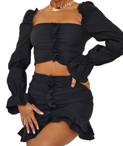 Tenues froncées pour femmes Ensembles d'été Vêtements pour femmes à la mode Ensemble 2 pièces personnalisé pour femmes - Product Image 1