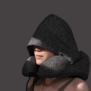 1pcs Outdoor Travel Car <b>Pillow</b> Memory Cotton Hooded U-shaped <b>Pillow</b> Removable Washable <b>Neck</b> <b>Pillow</b> - Product Image 1