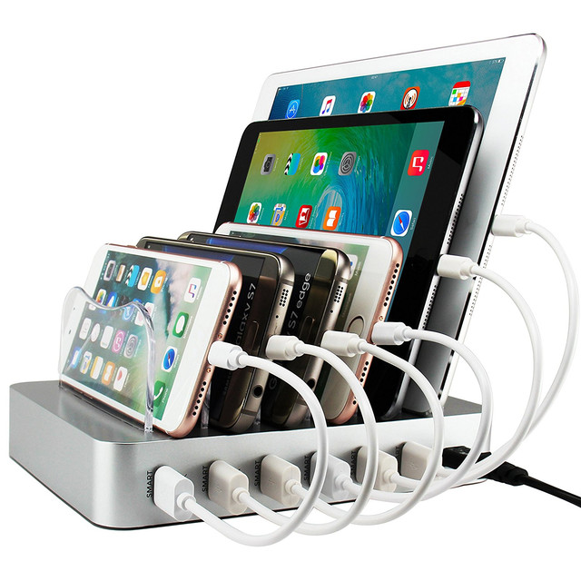 Wholesale Multi Fast Charger Desktop Organizer Custom Home Use 6 Port Tablet Mobile Phone Multiple Usb Charging Station
