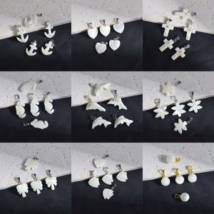 Ciondolo a Cuore in Madreperla Naturale Bianca, Ciondolo a Croce in Madreperla Bianca, Ciondolo a Cavalluccio Marino in Conchiglia Bianca, Ciondolo a Ancora in Conchiglia Bianca per Creazione di Gioielli - Product Image 2