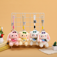 Porte-clés en peluche lapin mignon de 15 cm, jouet kawaii, breloque de sac en forme de lapin en peluche avec robe et accessoires, mini décoration de sac - Vente en gros