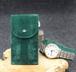 Factory Wholesale Luxury Storage Velvet Envelope Bag Travel Jewelry Pouch Single <b>Watch</b> Roll for <b>Watch</b> Green Navy Blue Suede - Product Image 2