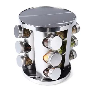 Oem Multifunktions-Kräuter-Gewürz regale Organizer Aufbewahrung halter Küche 16 Flaschen ständer Rotierendes Metall-Gewürzglas-Rack-Set