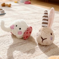 Série de balles rebondissantes couineuses en TPR, jouets en peluche mignons pour chiens (lapin, éléphant, ours), durables et interactifs pour usage intérieur