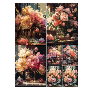 <span class=keywords><strong>Pintura</strong></span> al óleo Digital DIY llena a mano Europea Vintage Floral pintado a mano para colorear decoración del hogar <span class=keywords><strong>pintura</strong></span> al óleo acrílica por números - Product Image 2