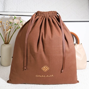 Bolsa grande reciclable de sarga de algodón con cordón para promoción de compras, logotipo personalizado, zapato impreso, ropa, bolso, bolsa de almacenamiento para el polvo - Product Image 1
