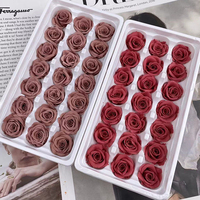 Bunga Mawar Awet USA 2-3cm Kepala Mawar Awet Mawar Abadi untuk Hari Valentine Mawar Merah untuk Kerajinan Bunga dan Rangkaian Bunga