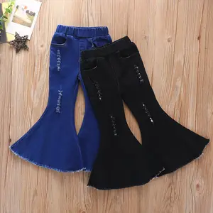 Girls Pants Europe and America Fashion Jeans Flared Trousers Children Toddler Baby Kids Denim Bell Bottom Boot Cut Pants