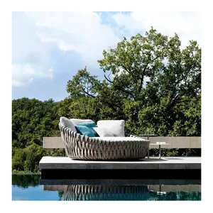 도매 현대 등나무 안락 의자 선베드 일광욕 디자이너 수영장 소파 베드 선룸 리조트 해변 파티오 라운드 침대