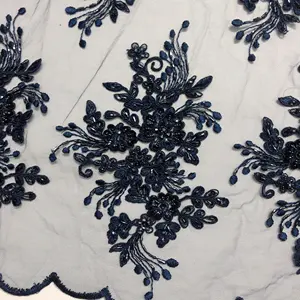 Modern elegant sewing material fabric venetian lace applique wedding embroidery beads and sequins