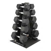 Ensemble d'haltères hexagonales en caoutchouc ASTM de 7 kg pour hommes, colorées, pour la musculation