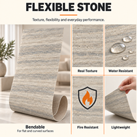 Panneaux muraux en céramique souple beige gris travertin, pierre flexible, ignifuge, imperméable, pour murs de fond de télévision intérieurs