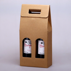 Caja de Whisky Personalizada con Logotipo OEM, Caja de Vino de Papel Kraft Biodegradable con Asa, Impresión Clásica de Color Fijo, Ideal para Celebraciones - Product Image 1