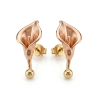 Boucles d'oreilles clous en cuivre plaqué or 18 carats motif fleur de lys Calla, bijoux tendance et élégants à pétales sculptés pour femme, fabriquées aux États-Unis, cadeau