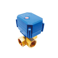 Vanne à boisseau sphérique motorisée électrique verticale 3 voies en laiton et acier inoxydable 12V 220V, mini-vanne de contrôle DN15 DN20