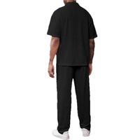 Ensemble Polo et Pantalon Long en Tricot Jacquard Texturé pour Hommes, Style Casual, Deux Pièces, Imprimé, Manches Courtes + Longues