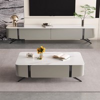 Ensemble table basse et meuble TV en pierre frittée de luxe léger, style moderne minimaliste, armoire murale pour salon et usage hospitalier